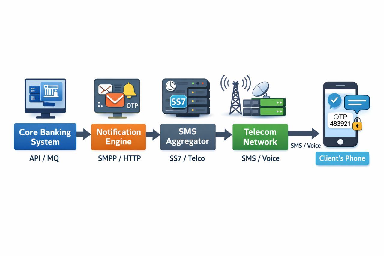 Illustration originale 1 — La messagerie bancaire : SMS, OTP et tokens